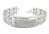 Mens Hip Hop Iced CZ Silver 20mm Bracelet 8.5