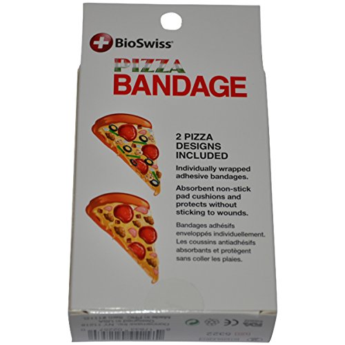 BioSwiss Novelty Bandages Self-Adhesive Funny First Aid, Novelty Gag Gift (24pc) (Pizza)