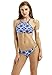 Creabygirls Womens Cute Floral Halter Top and Bottom Bikini Set