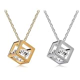 Bestpriceam Women Chain Crystal Rhinestone Square Pendant Alloy Necklace Jewelry