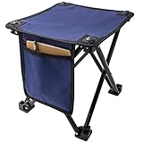 Lingdou Small Folding Camping Stool, Portable Collapsible Slacker Stool for Outdoor Camping Walking Hunting Hiking Fishing Travel Beach Garden BBQ, 600D Oxford Cloth Chairs Stool with Carry Bag