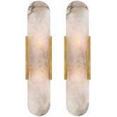 YMDHFS Natural Alabaster Wall Sconces Set of 2 Marble Wall Lamp Bathroom Vanity Light Fixtures Alabaster Sconce Lighting Whit