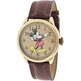 Disney MCK959 Mickey Mouse Unisex Gold Tone & Leather Classic Moving Hands Watch