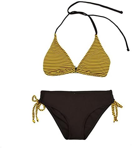 Assong Women's Sexy Stripe Bandage Bikini Bwimsuit Yellow