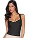meilun Women's Rayon Strap Vest Elastic Bandage Bodycon Tops (Large, Black)