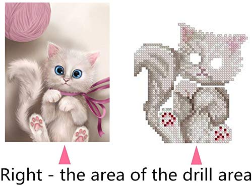 Awesocrafts 5D-Diamant-Malerei-Set für Erwachsene und Kinder, weißes Kätzchen, violett, Teilbohrer, DIY-Diamantkunst… – Bild 4