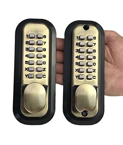 All-Weather-Double-Keypad-Mechanical-Keyless-Door-Lock-Antique-Brass-by-Code-a-Key