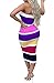Ophestin Womens Off Shoulder Tube Stripe Print Bodycon Party Long Midi Pencil Dress