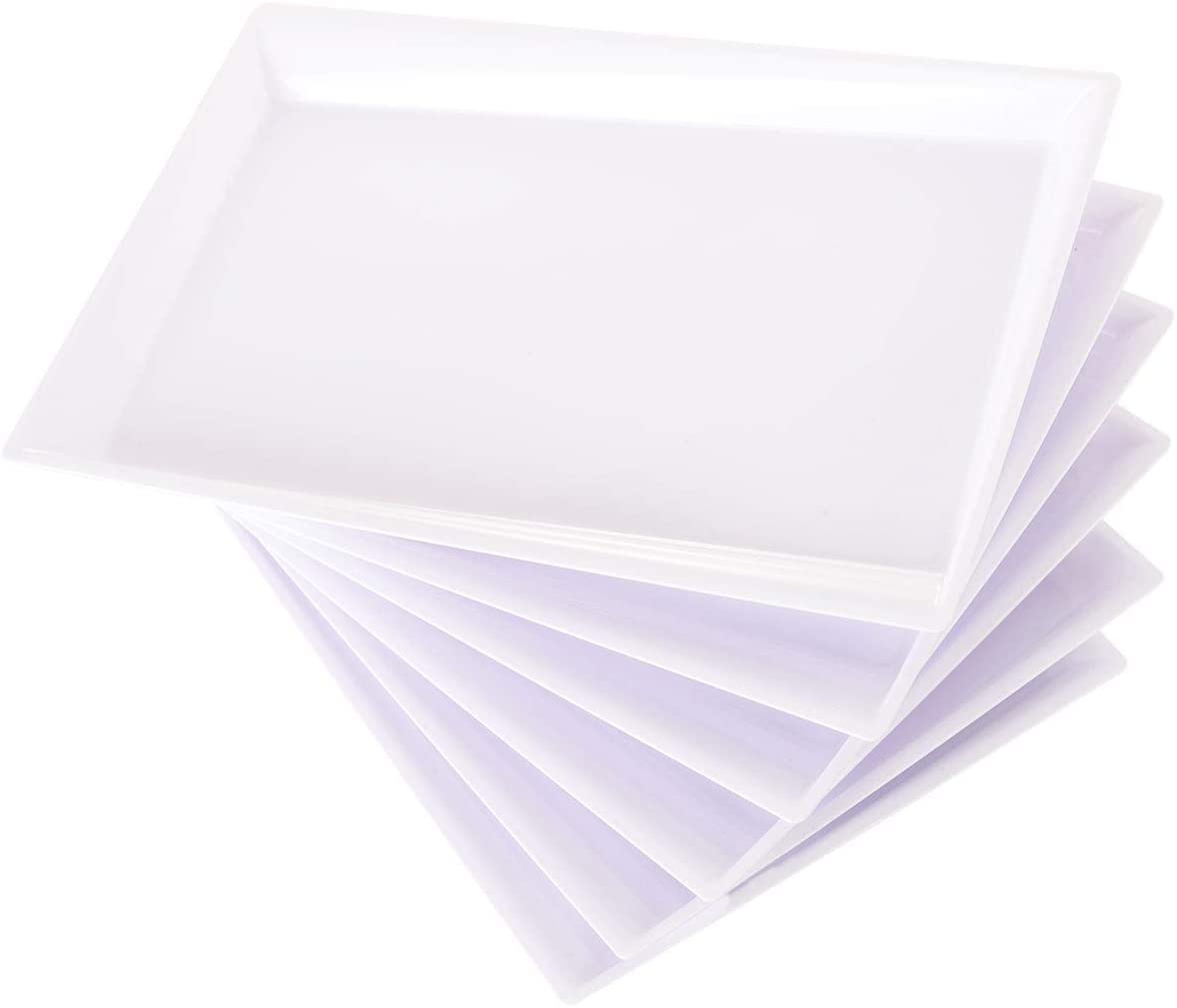 Photo 1 of Supernal 12pcs White Plastic Serving Trays,15''X10'' Decorative Serving Trays,Slanted Rectangle Platter,Plastic Fast Food Tray,Wedding Platter Party Trays,Disposable Serving Party