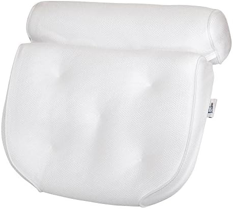 Large Bath Pillow for Tub with Carry Case, Foam Mesh Technology with 5 Suction Cups (15"x15"x4")