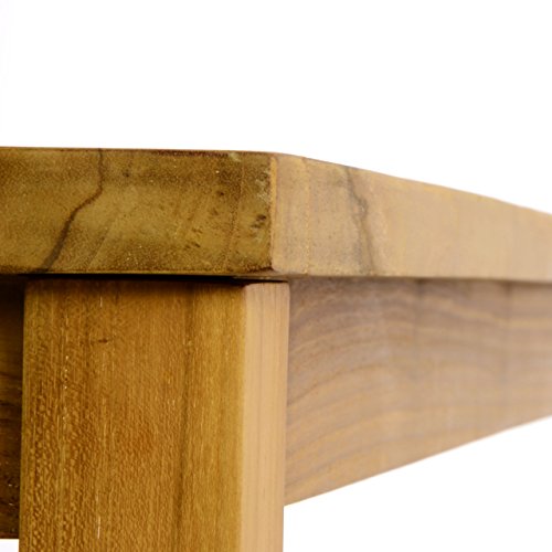 Divero Garten- & Picknick-Set Sitzgruppe Gartenmöbel-Garnitur 3-teilig 1 Tisch 2 Bänke behandelte unbehandelte Oberfläche Teak-Holz massiv 150 135 cm wählbar (150 cm, braun) – Bild 5