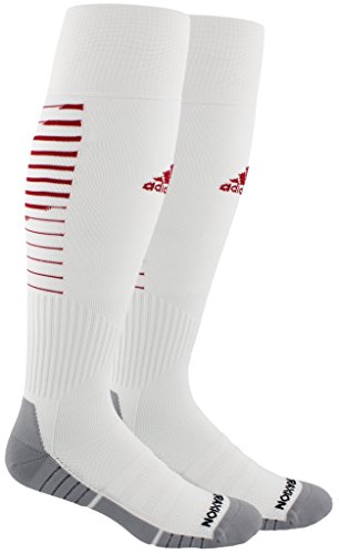 adidas Team Speed II Soccer Socks, (1-Pack), white/power red/light Onix, 13C-4Y