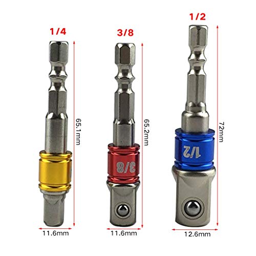 3PCS/Set Colorful Socket Extension Wrench 1/4" 3/8" 1/2" Bar Drive Power Drill Bit Socket Driver Adapter Set