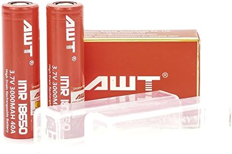 AWT IMR 18650 3000MAH 40A 3.7V rechargeable batteries | 2-Pack | individual battery protection case