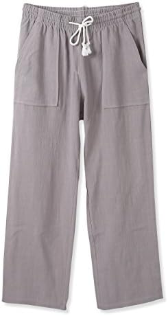 Vetemin Womens Midrise Relaxed Casual Cropped Elastic Band Soft&Compy Linen Pant