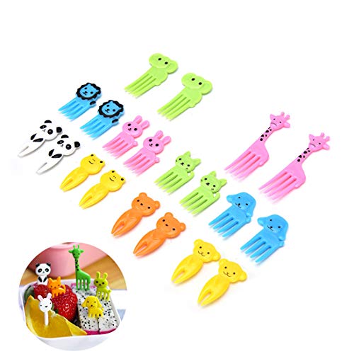 40 Pcs Food Fruit Fork Picks for Kids Cute Animals Bento Box Decor Forks Cake Little Forks Dessert Forks Mini Cartoon Toothpick for Cake Dessert Pastry Party Supply