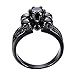 Rongxing Jewelry Top Skull Ring Black Zircon Women's Black Gold Filled Size 6