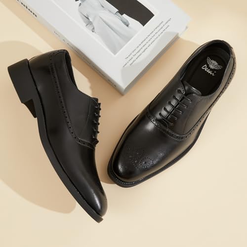 Men's Wingtip Brogue Dress Shoes - Leather Formal Oxfords for Business, Wedding & Office