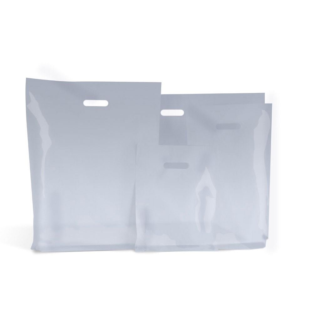 100 Clear Plastic Carrier Bags 10'' x 16'' + 4'' Seethrough Plastic