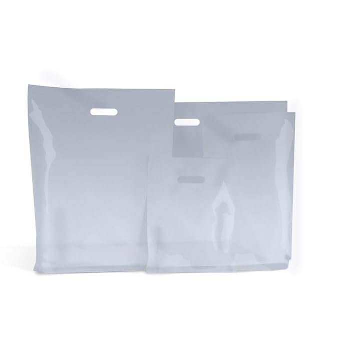 100 Clear Plastic Carrier Bags 10'' x 16'' + 4'' Seethrough Plastic