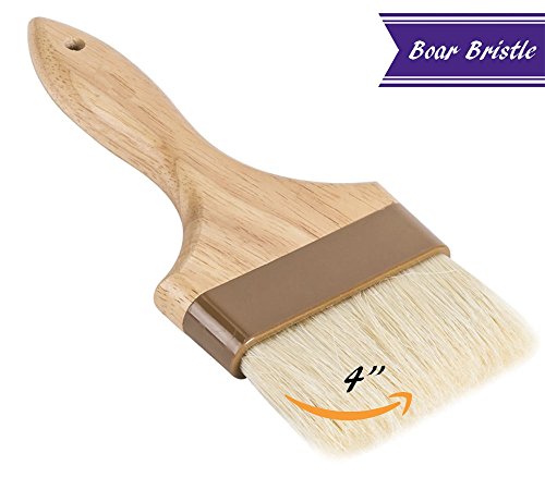 4-Inch Pastry Brush with Boar Bristles and Lacquered Hardwood Handle, Basting BBQ Marinade Brush, Kitchen / Cooking Brushes