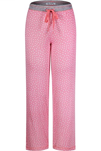 SofiePJ Women's Rayon Casual Stretchy Printed Lounge Pajama Pants Pink White L