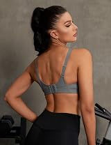 WingsLove High Impact Sports Bra Full Coverage Wirefree Gray Plus Size view 2