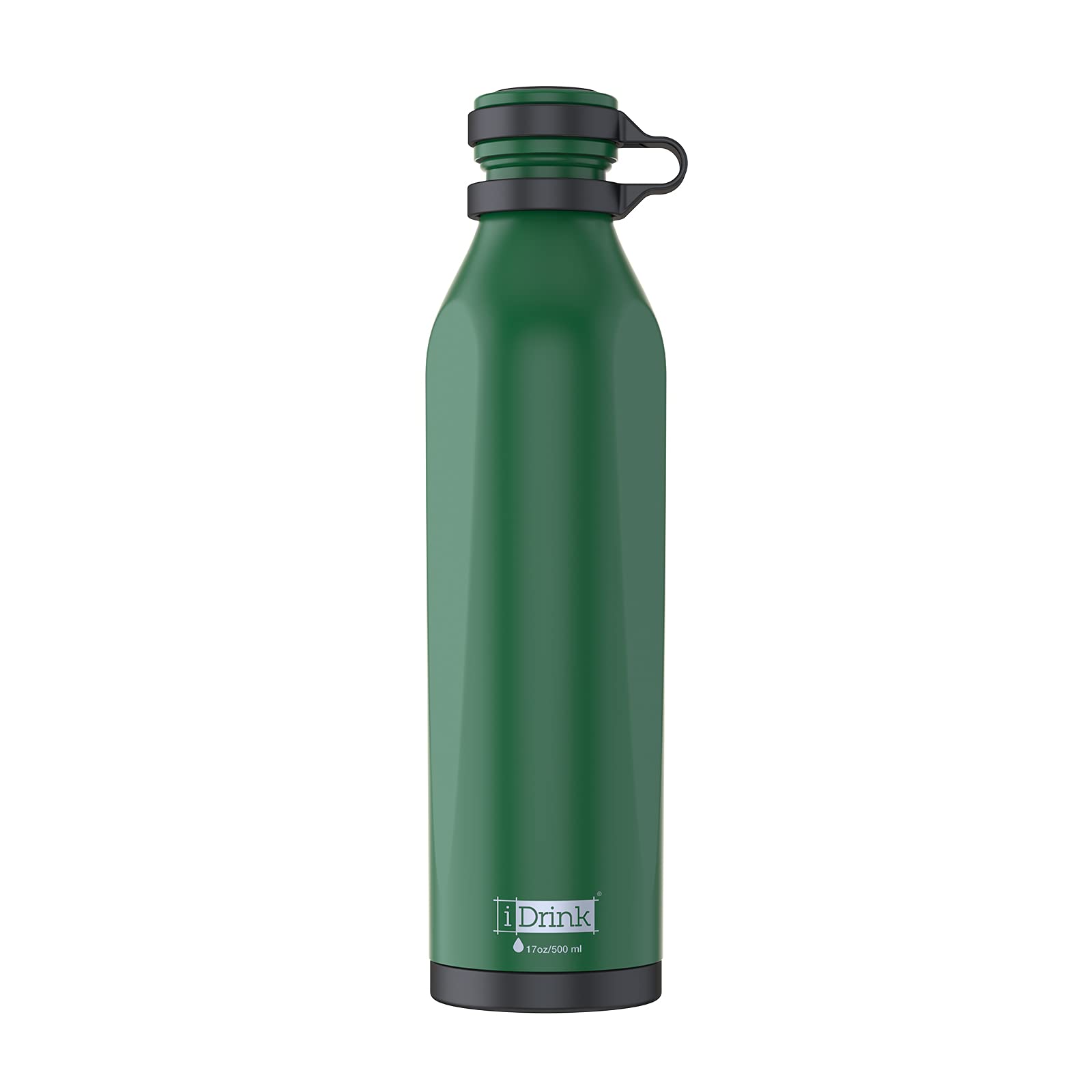 IDRINK® - b-evo Revolutionary Thermal Bottle, 3 Walls, Stainless Steel Bottle with Double Cap, 500 ML (Green Botticelli)