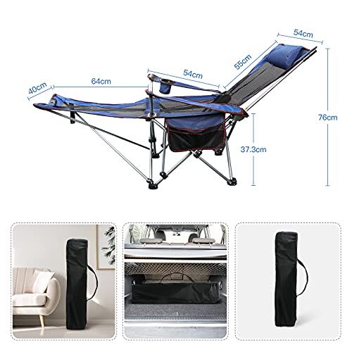 Campingstuhl Faltbar, Uverbon Faltstuhl Klappstuhl mit Getränkehaltern Polster und Armlehnen, Tragbar Leicht für Backpacking, Wandern, Picknick, Fische