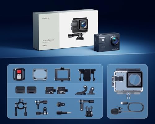 GA300 Action Cam 4K, Fotocamera Subacquea 40m Impermeabile con Scheda 32GB, WiFi 60FPS 24MP, 8x Zoom Grandangolo 170° EIS, Touchscreen, 2 Batterie 1350mAh, Doppio Microfono