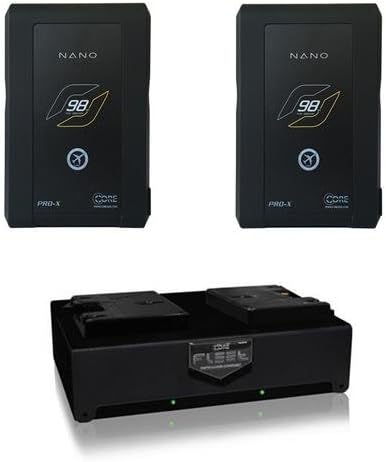 Core SWX Nano 2-Battery Gold Mount Kit with Dual Fleet Charger - Includes 2-Pk Nano 6.6Ah Lithium Ion Gold Mount Battery Brick (98 Wh, 14.8-Volts), Fleet D 3A Two-Position Charger Gold Mount