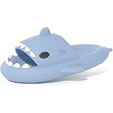 welltree Shark Slides for Women and Men Novelty Pillow Slippers Open Toe Shark Sandals Cushioned Cloud Slides