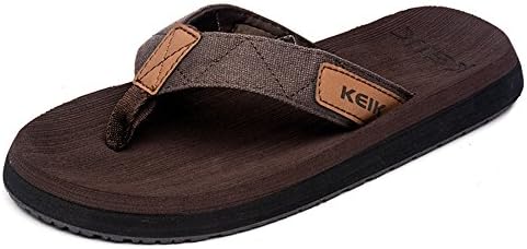 Flip-Flops,Thong Sandals for Men Human Engineering Platform Classical Handmade Beach Slipper for Indoor Outdoor by KEIK (10 D(M) US, BROWN)