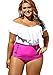 Ms.Gaga Women's Fashion Ruffled Crop Rosy Bottom Tankini Plus Size Swimsuits