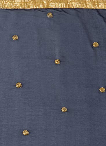 Dupatta Bazaar Woman's Embroidered Navy Blue Chiffon Dupatta