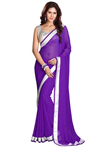 Mirchi Fashion Women's Georgette Lace Work Wedding Party Wear Indian Saree