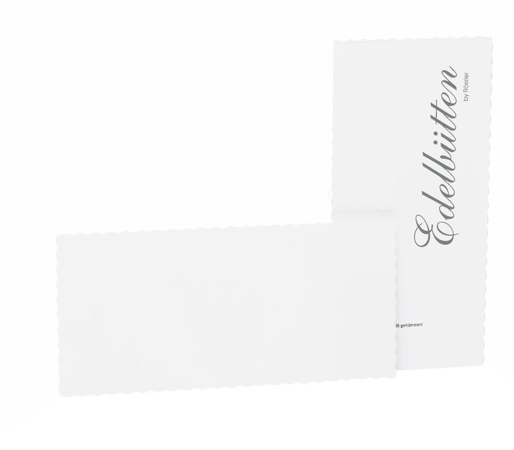 Rössler 2051388003 DL Royal Paper with Pack of Deckle Edged Hammer Embossed Card - White