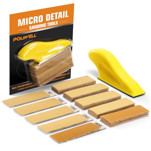POLIWELL Micro Sander Kit 3.5β x 1β Mini Sander for Small Projects,