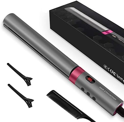 Rola Style Hair Straightener -2 in 1 Professional Tourmaline Ceramic LCD Display Flat Iron for Curly Hair Styling, High Heat 250℉-450℉, Ash