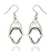 RechicGu Vintage Silver Shark Hinged Moveable Tooth Jaws Skull Hell Demon Mouth Dangle Earrings Fancy Dress