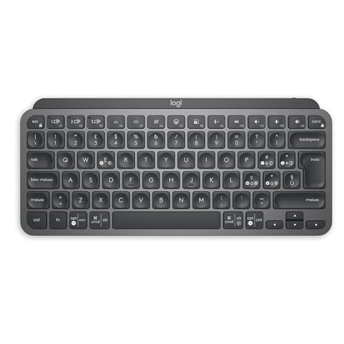 Logitech MX Keys Mini Tastiera Illuminata Wireless, Minimal, Compatta, Bluetooth, Retroilluminata, USB-C, Compatibile con Apple macOS, iOS, Windows, Linux, Android, in Metallo, ITA QWERTY - Grafite