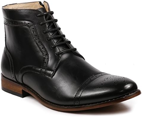 Metrocharm MC123 Men's Cap Toe Lace up Dress Casual Ankle Boot (6.5, Black)