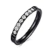 Womens Black Fashion Jewelry 3mm Stainless Steel Thin Wedding Ring CZ Zircon Engagement Promise Band