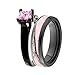 Pink Women`s Black Titanium Camo and Stainless Steel Princess Engagement Wedding Rings Set