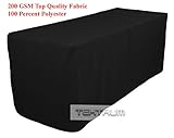 TEKTRUM 6-Feet Long Fitted Table DJ Jacket Cover for Trade Show - Thick/Heavy Duty/Durable Fabric - Black Color (TD-JKT-BLK-6FT)