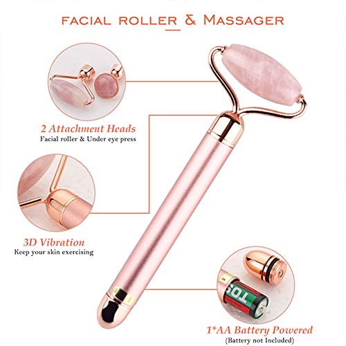 ROZE QUARTZ HEART CHAKRA GLOW ENERGY BEAUTY BAR VIBRATING FACIAL ROLLER & MASSAGER WITH UNDER EYE PRESS FOR EYES FACE AND NECK TO TIGHTEN SKIN AND WRINKLE REMOVER 4 ROZE QUARTZ HEART CHAKRA GLOW ENERGY BEAUTY BAR VIBRATING FACIAL ROLLER & MASSAGER WITH UNDER EYE PRESS FOR EYES FACE AND NECK TO TIGHTEN SKIN AND WRINKLE REMOVER