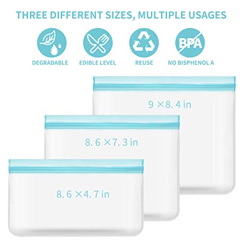 sherry 12 Pack Reusable Ziplock Bags, (4 Reusable Sandwich Bags+6 Reusable Snack Bags +2 Reusable Lunch Bags Bread Box Plastic Bag Alternative Reusable Food Storage Bags