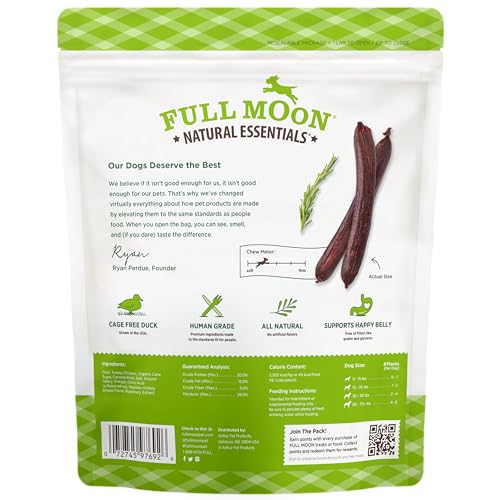 FULL MOON ALL NATURAL HUMAN GRADE DOG TREATS, ESSENTIAL DUCK SAVORY STICKS 22.0 OZ