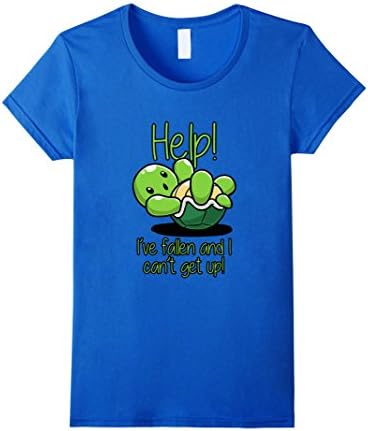 Women's Help I've Fallen And I Can't Get Up Turtle Lovers T Shirt Medium Royal Blue