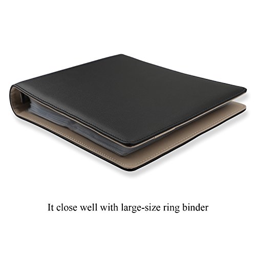 Business Card Book Holder, AHGXG PU Leather Organization with 3 Ring Binders and Folder Pen Holder, 360 Cell